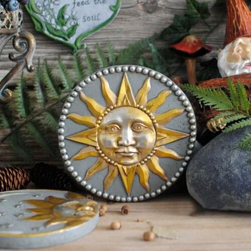 17CM Sun Moon God Silicone Mold Cement Concrete Tray Holder Tray Molds Courtyard Garden Ornaments Cement Plates Mould