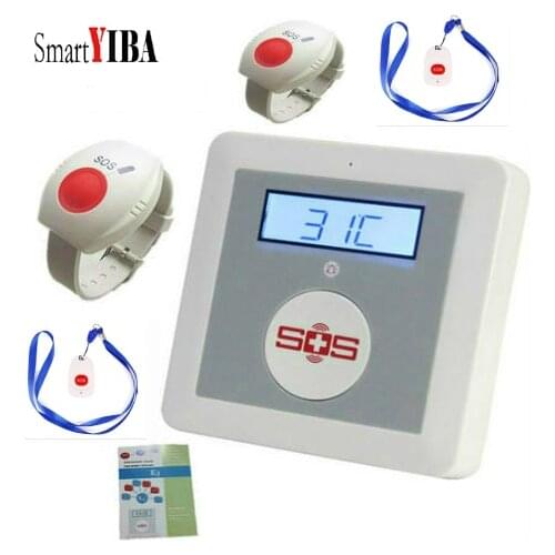SmartYIBA Wireless GSM SMS Senior Elderly Healthcare Panel Alarm System APP Remote Control Emergency SOS Neck Wrist Panic Button