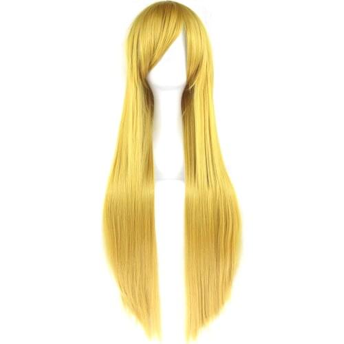 Soowee 24 Colors 80cm Long Women Synthetic Hair Cosplay Wig Heat Resistant Yellow Gray Straight Party Hair Wigs