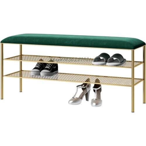 Italian Style Shoes Changing Stool Household Soft Bag Cushion Entrance Light Luxury Shoe Rack Storage Shoes Wearing Stool Long