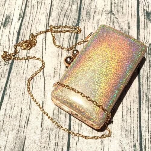 Shiny evening bag color reflective woman clutch bag wedding party shoulder bag / diagonal bag purse handbag 2020 new fashion bag