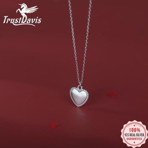 Trustdavis 925 Sterling Silver Fashion Romantic Heart Pendant Short Necklace For Women Wedding Party Fine S925 Jewelry H120