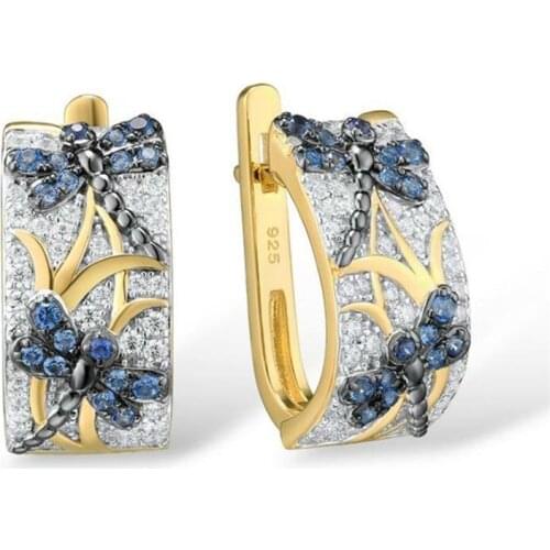 Creative Personality Dragonfly Grass Insect Plant Stud Earrings For Women Animal Earring Jewelry Accessories