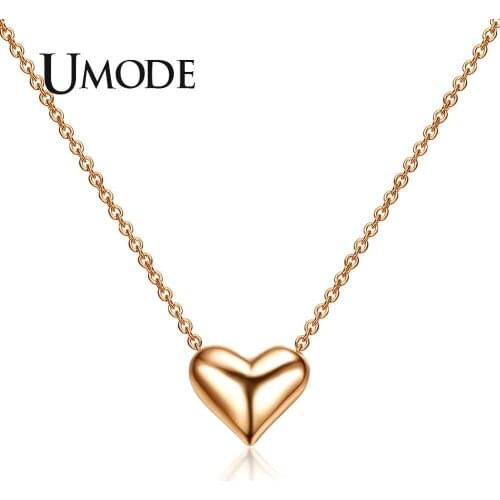UMODE Champagne Gold-Color High Polish 3 Dimensional Heart Jewellery necklaces & pendants JN0002A