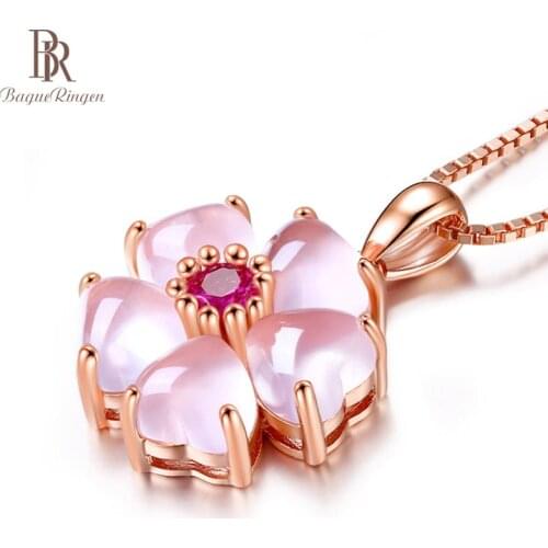 Bague Ringen Silver925 Jewelry clavicle Necklace for Women gift Pendant powder crystal rose gold color lovely sweet heart dating