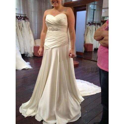 Elegant Ivory Wedding Dress Ruched Boduce Mermaid Wedding Gown Sweetheart Vestido Novia 2015 Wedding Dress