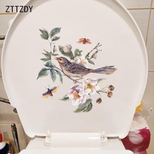 ZTTZDY 22.5×23.9CM Classical Flowering Branch Home Wall Stickers Toilet Cover PVC Decals T2-1448