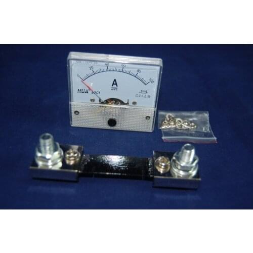 1PC DC 0-100A Analog Ammeter Panel AMP Current Meter 85C1 56*64mm 100A with Shunt
