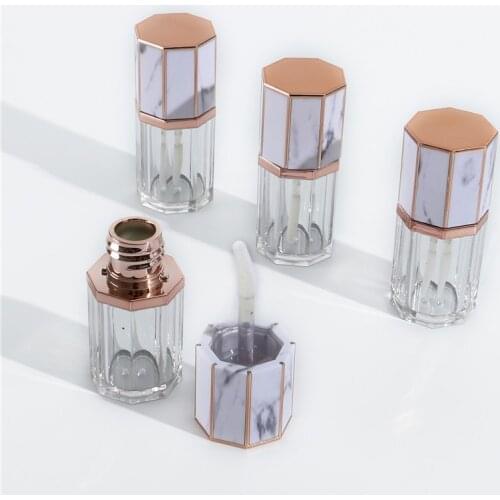 10/30/50pcs 5ml Empty White Marble Cap Clear Plastic Lip Gloss Tube Lipstick Cosmetic Container Cosmetic Lip Balm Storage Bottle