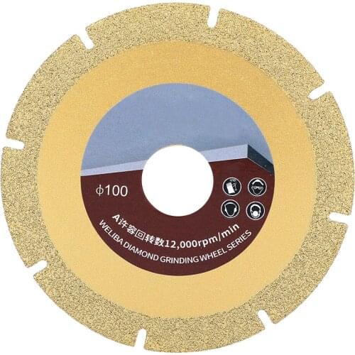 100mm 60 Mesh Titanium-Plated Brazing Diamonds Saw Blade Cutting Wheel Carving Disc For Marble/Concrete/Quartzite/Ceramic/Tile