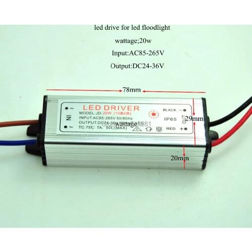 100 PACK 20W LED Driver DC24-36V 600mA LED Power Supply Floodlight Driver (10Series 2 Parallel) Waterproof IP65 Transformer