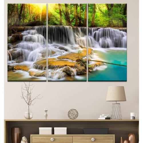 2018 Framed Promotion 3 Piece Wall Art Picture On Canvas The Beauty Of Waterfull Modern Sunshine Landscape Home Decor Artwork