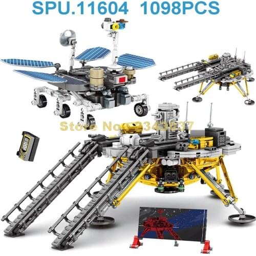 203030 1098pcs Space Aerospace Rocket Launcher Lunar Lander 4 Dolls Building Blocks Toy