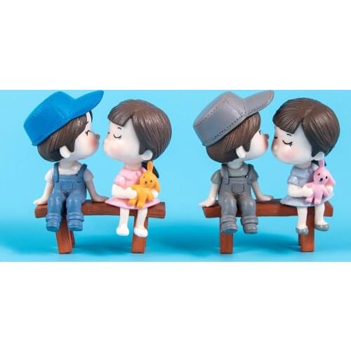 3Pcs/set Cute Mini Bench Couple Micro Landscape Decoration Fairy Garden Miniatures Decor Dollhouse Home Decor