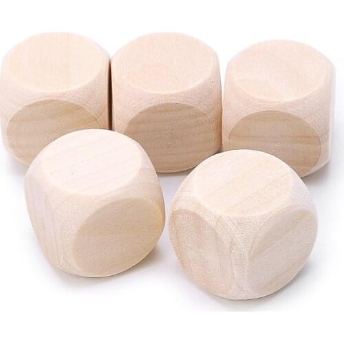 5pcs 20mm 25mm 30mm Blank Wood Dice Kid Printing Engraving Graffiti DIY Toys Family Party Games