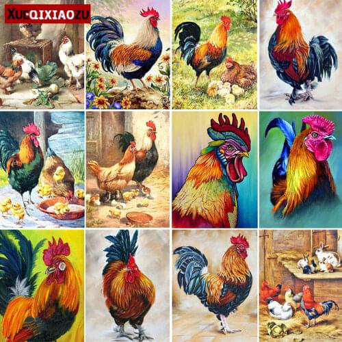 5D DIY Diamond Painting Rooster Hen Full Circle Super Multi Embroidery Handicraft Home Decoration Cross Stitch Mosaic Photo Wall