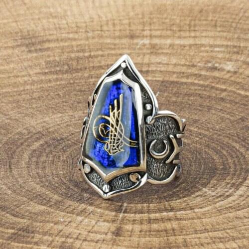 925 sterling Silver Ottoman Tuğralı Thumb Ring in Traditional ring