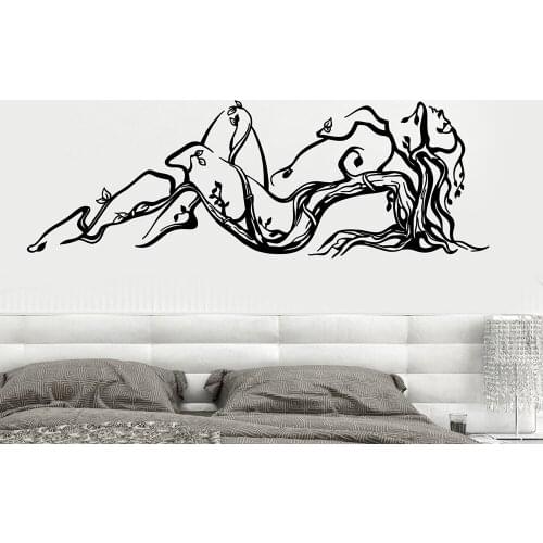 Abstract Woman Wall Decal Nature Girl Naked Saxy Tree Branches Wall Stickers for Home Bedroom Interior Decor Vinyl Decals B353