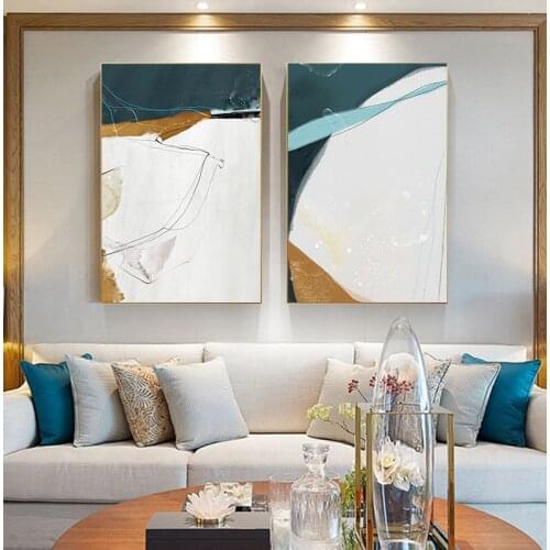 Abstract White Yellow Navy Blue Posters Texture Wall Art Canvas Paintings Contemporary Pictures Home Living Room Decoration
