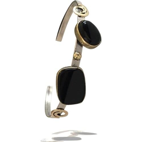 Erzurum Oltu and Onyx Stone Handwork Authentic Lady Bracelet Arab Master Signed