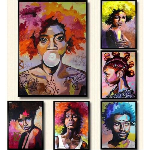 Black African Nude Woman Colorful Canvas Painting Posters and Prints Scandinavian Wall Art Picture for Living Room Decoration