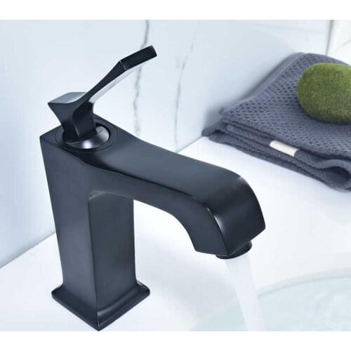 Black tap of the bronze lavatory bathroom faucet deck assembled cold and hot sink mixer single fist water faucets