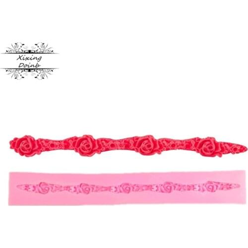 Long rose chocolate fudge cake decoration tool cake silica gel mold technology clay cake mold