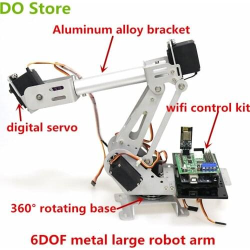 DO Store 6DOF Large Metal RC Robot Arm Wifi /Bluetooth/Handle Wireless Remote Control Kit APP Control 6pcs Servo DIY For Arduino