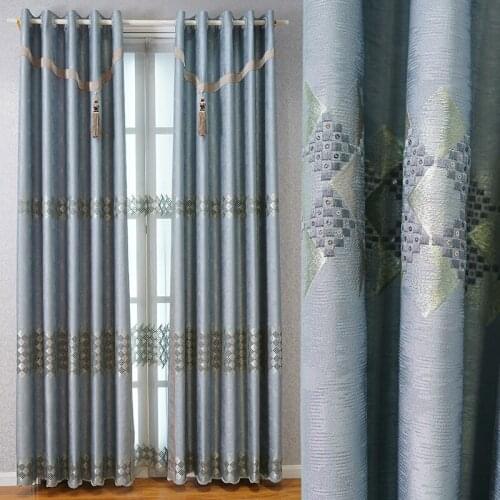European Custom Embroidered curtain living room bedroom floor curtain Sequin embroidery process thickened shading curtain