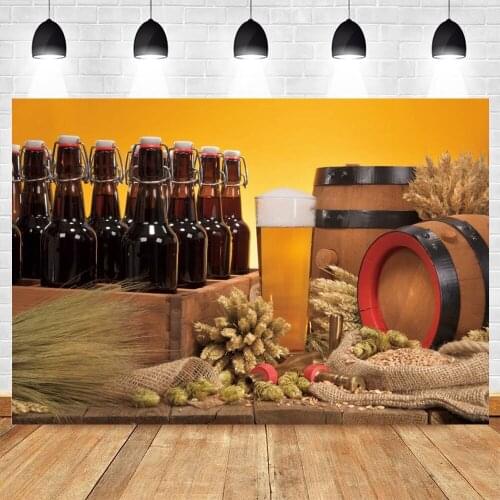 Oktoberfest Photography Backdrop Beer Bread Wood Board Wheat Wine Jar Vinyl Photographic Backgrounds Photo Studio Carnival Decor
