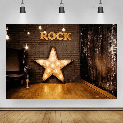 Laeacco Dark Wall Star Bulb Light Brick Wall Party Interior Baby Photography Background Photographic Backdrops For Photo Studio