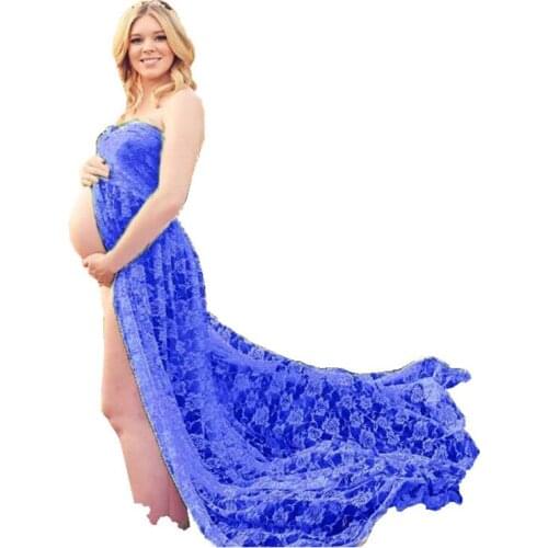 Best selling maternity clothes photography props lace stretch pregnantwomen long Maxi pregnant women dress photo strapless dress