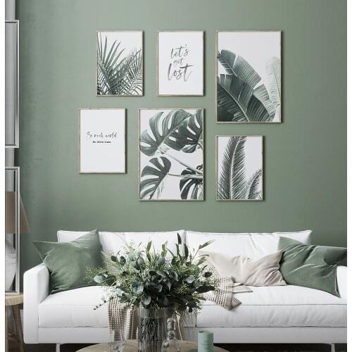Fashion Plant Palm Leaves Banana Leaf Canvas Painting Print and Poster Wall Picture Life Quote Bedroom Living Room Decoration