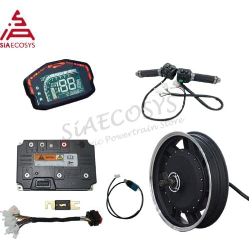 QS/SIA 17X3.5inch 8000W V4 72V 120kph hub Motor with EM260sp controller power train kits for electric motorcycle