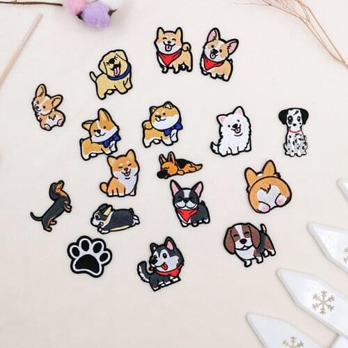 Corgi / Dachshund / Husky Patch Embroidery Patches DIY For Clothing Cute Dog Animal Iron-On Patches On Clothes