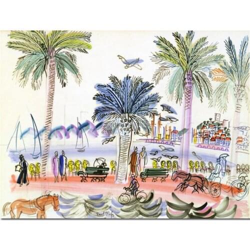 Wall Decor Abstract Art Landscape Paintings View of Le Suquet Cannes Handmade Modern Artwork Seascape Canvas Picture For Room