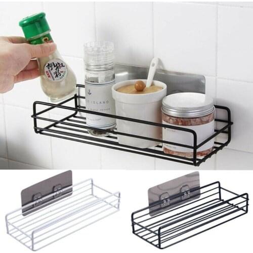 1 PC Wall-Mounted Storage Holder Kitchen Bathroom Wall Storage Rack Stainless Steel Shelf Household Organiser