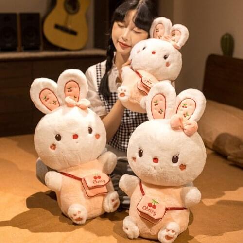 New 30~40cm Sweet Fuzzy Long Plush Lop Toy Stuffed Sitting Bowknot Rabbit Doll Adorable Bunny Plushie Girlfriend Girl Gift