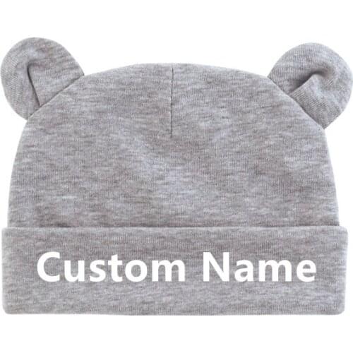 New! Personalized Name Boys Girls Newborn Baby Hat Newborn Double Layer Cute Hat Custom 0-1 Years Old Unisex Baby Cotton Hats