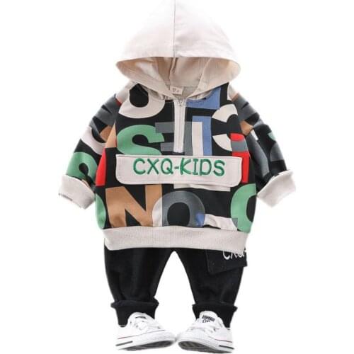 Toddler Boys Clothes Spring Autumn Christmas Clothes Letter Hooded+Pant 2pcs Outfit Children Clothing Suit For 0 1 2 3 4 Years