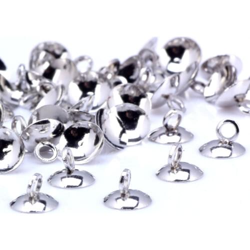 OlingArt 30pcs/lot 8MM Style Silver-color Pearl pendant Metal Bead Caps DIY Jewelry Findings making Connector Cap NEW