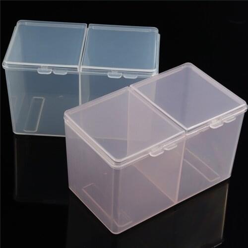 Nail Art Plastic Clear Organizer Container Gel Polish Remover Cleaning Cotton Pad Swab Box Storage Case Accessories Tool