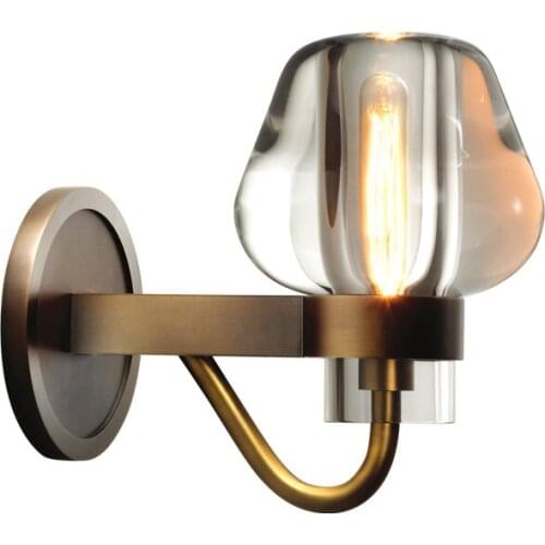 Postmodern Light Luxury Wall Lamp Simple Nordic Living Room Bedroom Bedside Corridor Pure Copper Crystal Wall Lamp