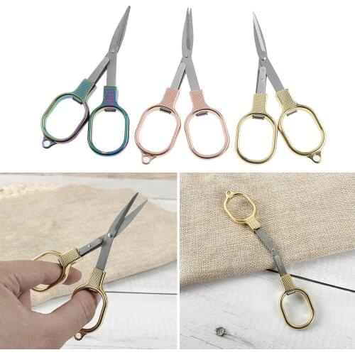 Stainless Steel Anti-rust Folding Scissors Glasses Shaped Mini Shear For Home And Travel Use