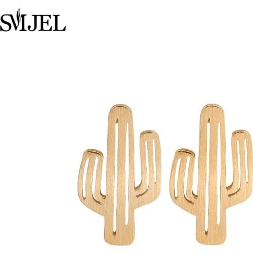SMJEL New Fashion Big Cactus Post Earrings for Women Small Cactus Stud Earrings Party Gift S122