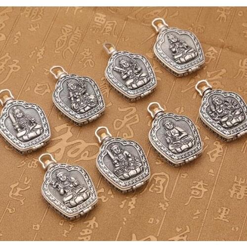 100% 990 Silver Buddha Statue GAU Box Pendant Solid Silver Buddha Pendant the Chinese Zodiac years Buddha Amulet Pendant