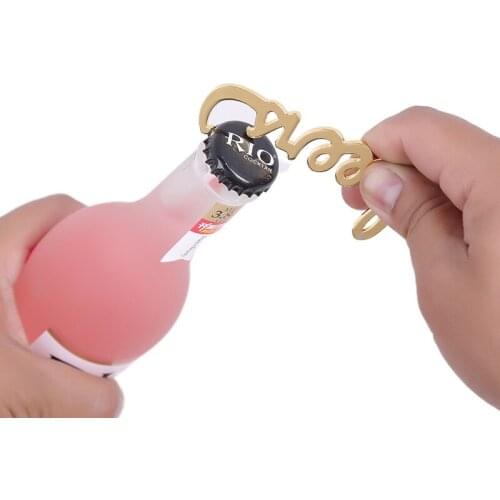 Wedding Gifts for Guests Cheers Word Beer Bottle Opener Creative Kitchen Gadgets Gold Color Zinc Alloy Made Beer Opener