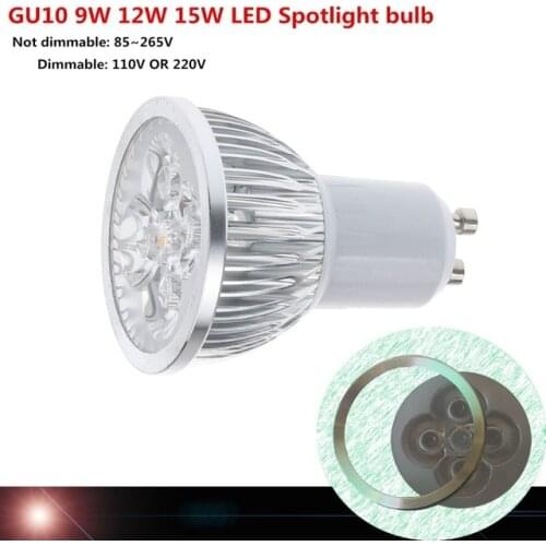 1PCS Cree GU10 bulb led 9W 12W 15W gu led lamp Led Spotlight AC85-265V Bright CE/RoHS Warm/Cool White,Free Shipping