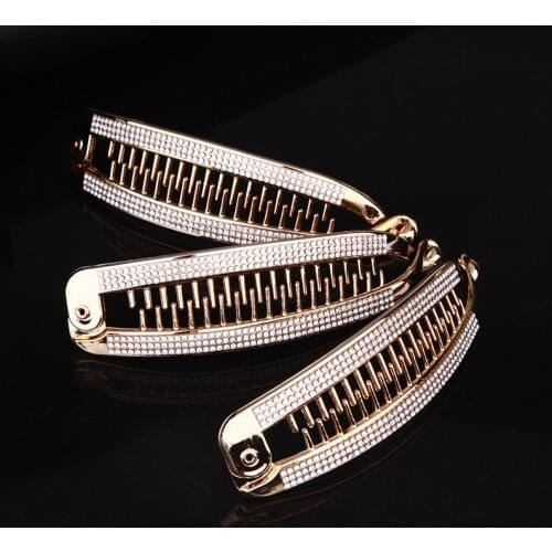 Hair Claws Clip Fish Shape Banana Barrettes Gold With Stones Hairpins Hair Accessories For Women Hair Clip Clamp ACC69