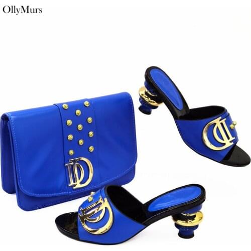 Newest Spring Style Ladies Shoes With Matching Bag Set Summer Elegant High Heels Shoes And Bag Set For Wedding Dress 5Colors